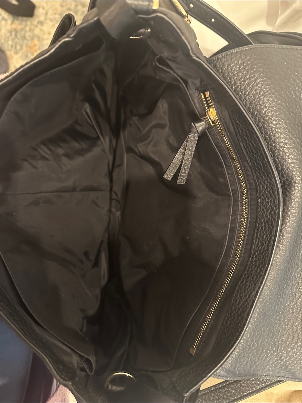 Tory Burch Black Nylon & Pebbled Leather Flap Crossbody with Gold Hardware - Picture 4 of 5